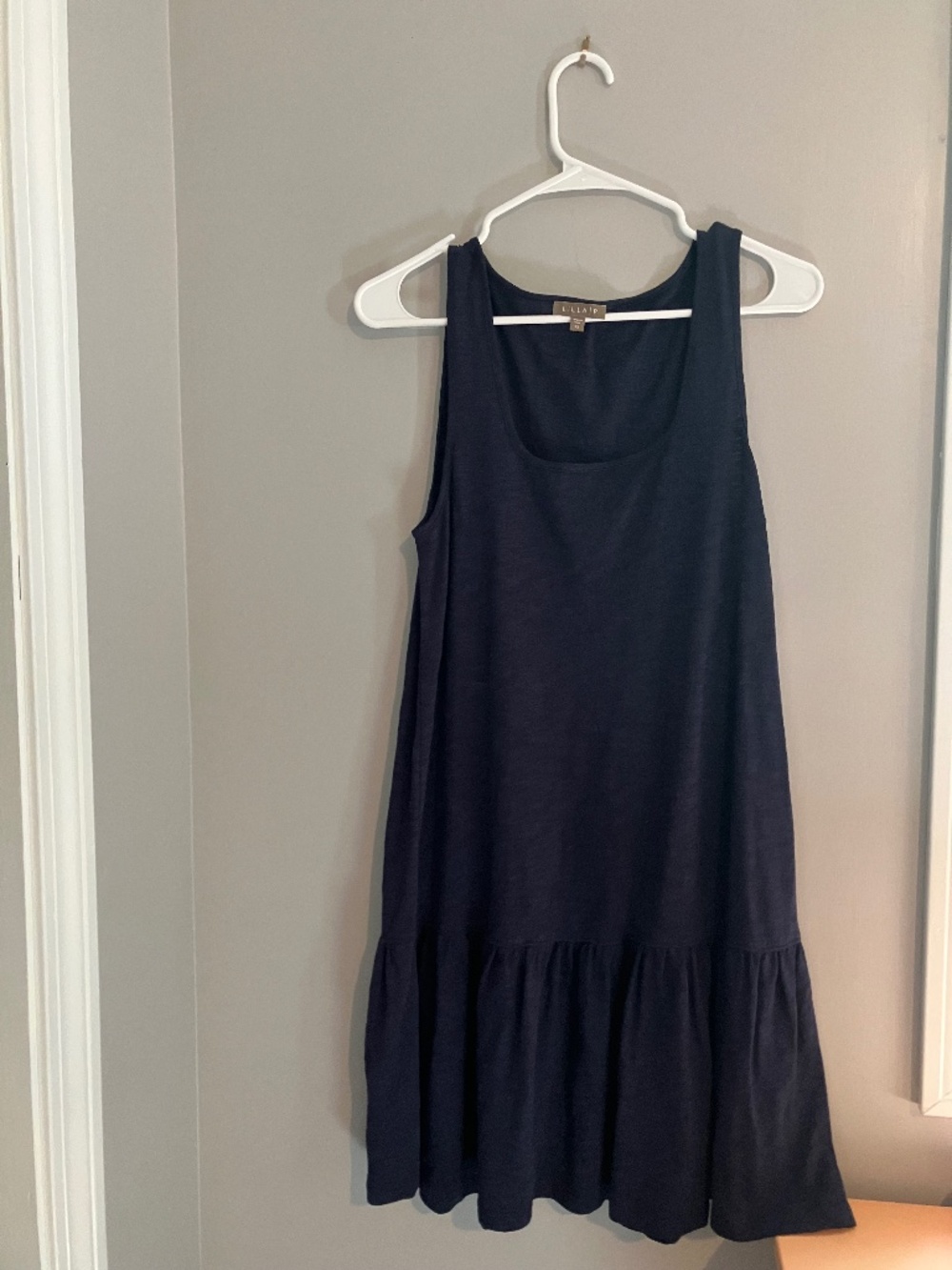 Lilla P Midi Blue Ruffle Tank Dress Scoop Neck Navy Size XS